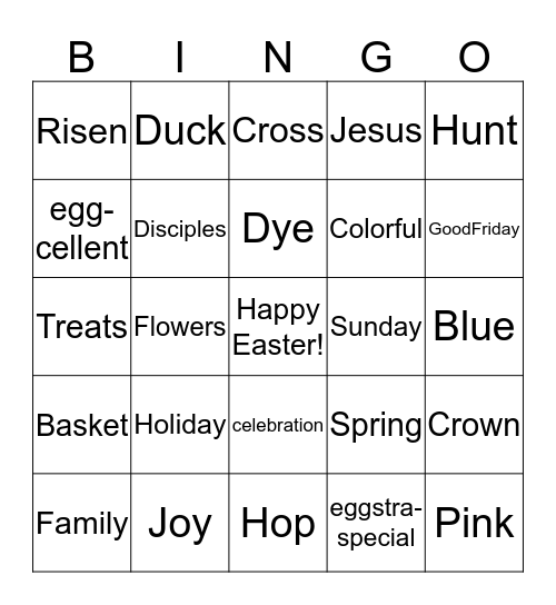 Easter Bingo Card