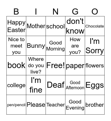 ASL Bingo! Bingo Card