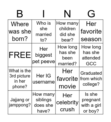 HANNA NA BINGO Card