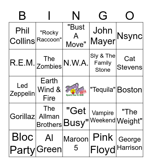 Jimmy Geez Music Bingo Card