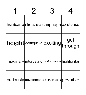 Spelling Bee - Extra Words #03 Bingo Card