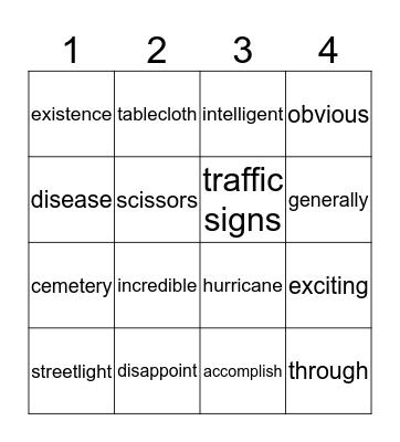 Spelling Bee - Extra Words #04 Bingo Card