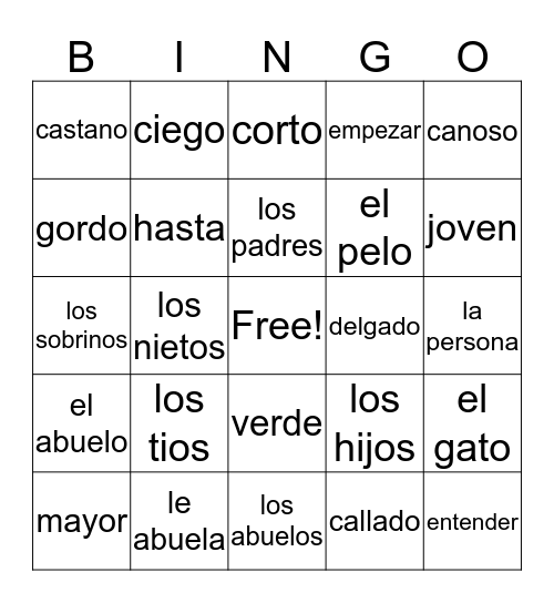 Chapter 5 Part 1 Bingo Card