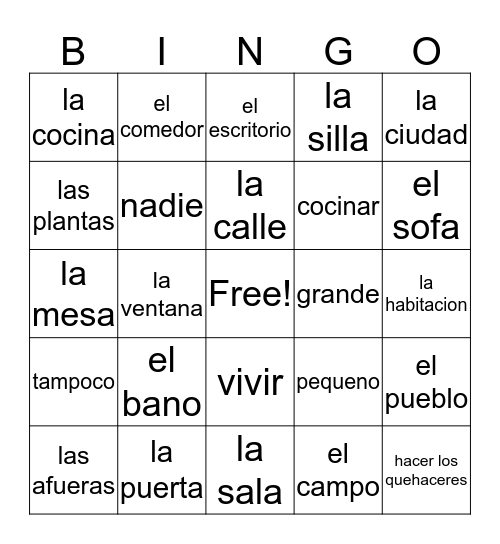 Chapter 5 Part 2 Bingo Card