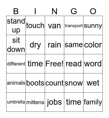 March 29, 2018 Bingo Card