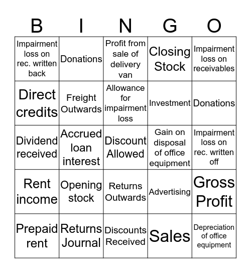 Accounting Bingo Card