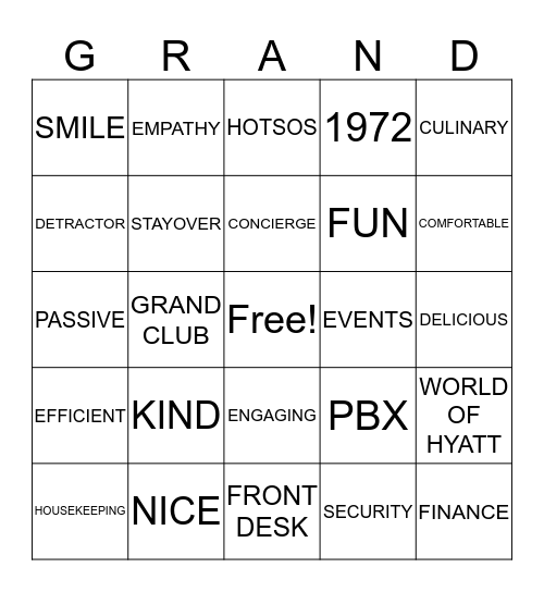 SOUNDS of SERVICE Bingo Card