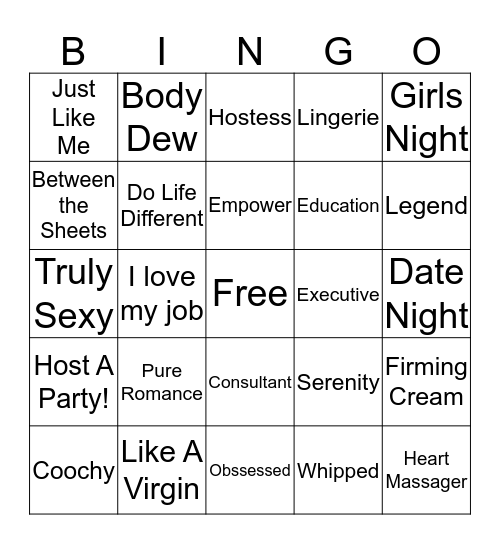 Pure Romance - Let's Party! Bingo Card