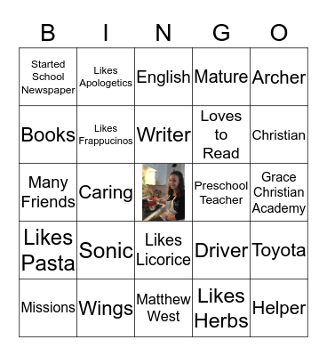Rebecca's 17th Birthday Bingo Card