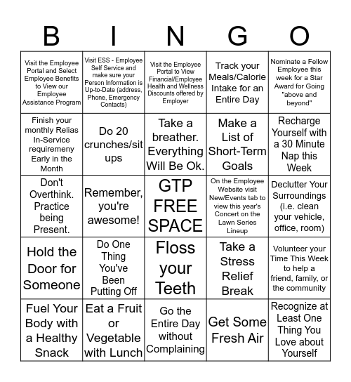 TEAM PAVILIONS - Win By Losing Challenge Bingo Card