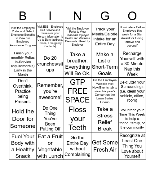 TEAM PAVILIONS - Win By Losing Challenge Bingo Card