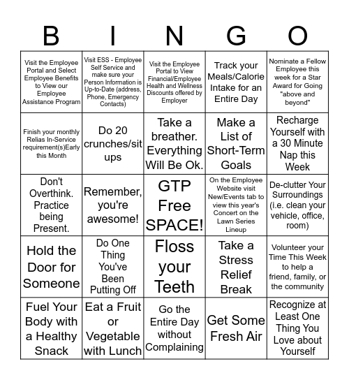 TEAM PAVILIONS - Win By Losing Challenge Bingo Card