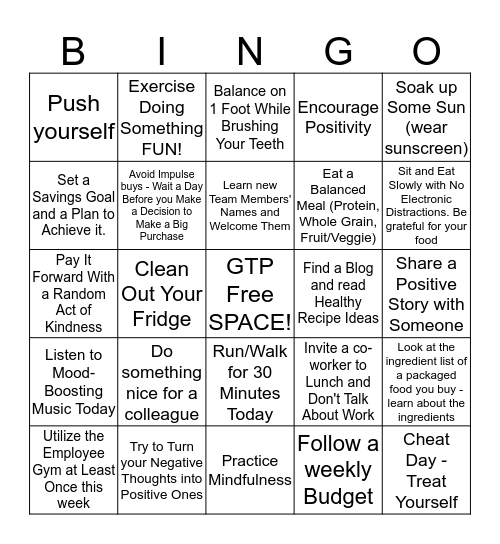 TEAM PAVILIONS - Win By Losing Challenge Bingo Card