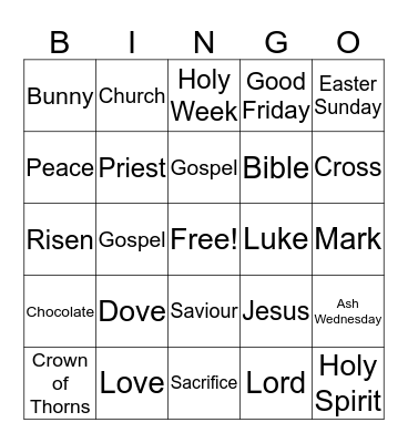 Easter Bingo Card