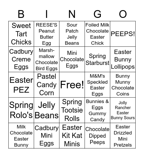 CDC Easter Party BINGO Card