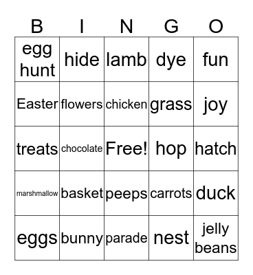 Easter Bingo Card