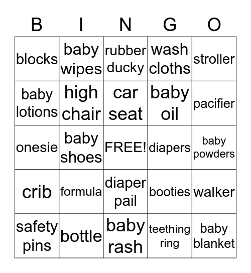 LaSonya Baby Shower Bingo Card