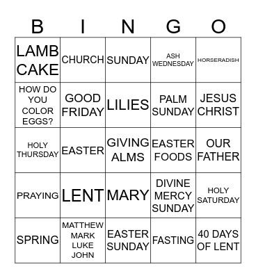 EASTER SEASON Bingo Card