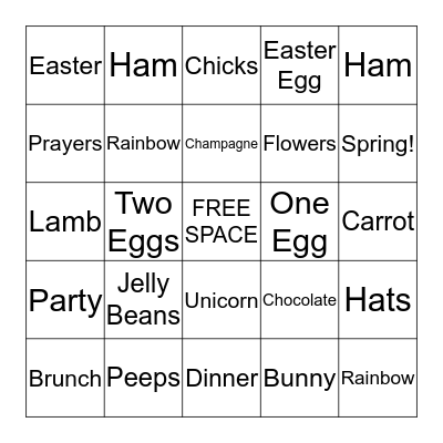 EASLEY'S  EASTER  BINGO! Bingo Card