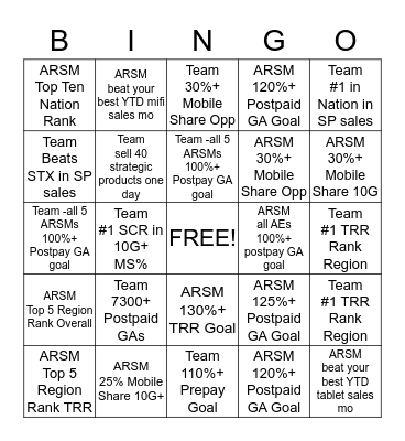 GTB-ingo - October - ARSMs and RAMs Bingo Card