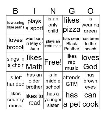 FIND SOMEONE WHO: Bingo Card