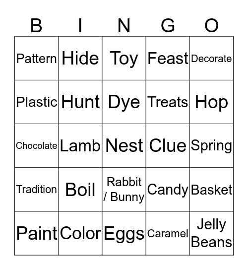 Easter Bingo Card