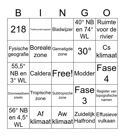 Eindexamen Bingo Card