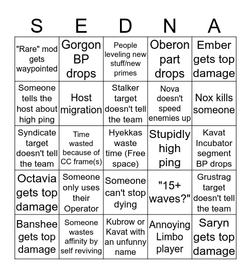 Hydron Bingo Card