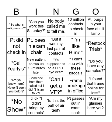 In our office  Bingo Card