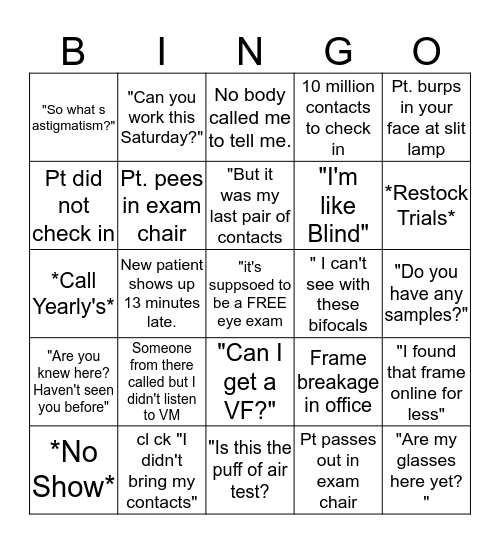 In our office  Bingo Card