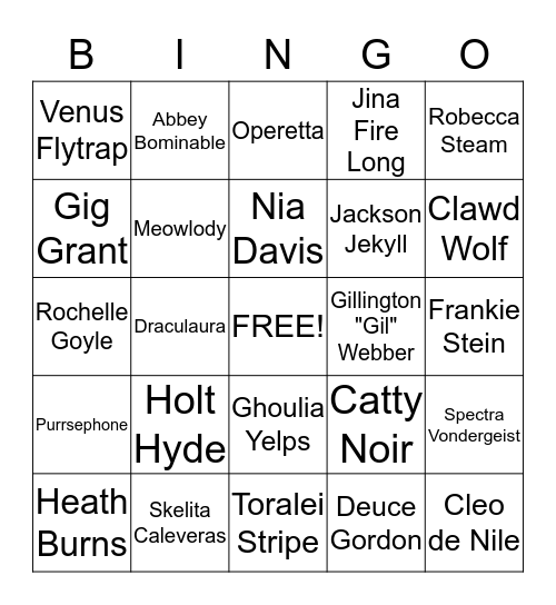 Nia's 10th Birthday Monsterade Ball Bingo Card