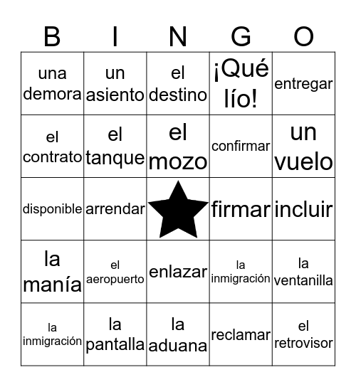 Los viajes Bingo Card