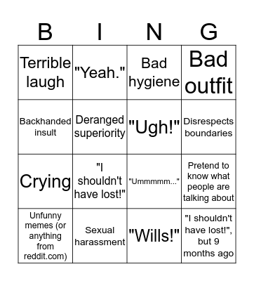 Adam Palmer Bingo Card