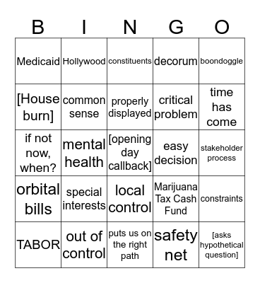 Senate Budget Bingo! Bingo Card
