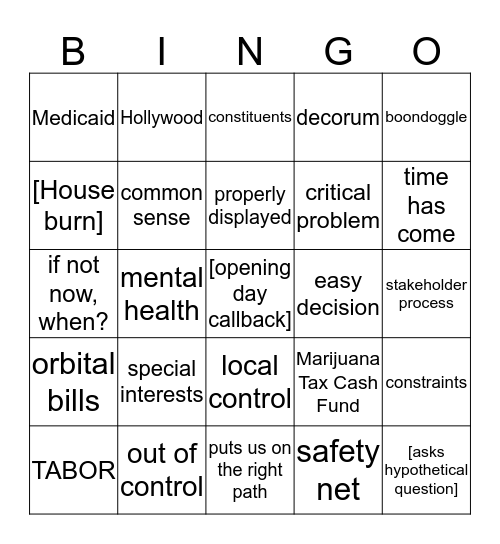 Senate Budget Bingo! Bingo Card