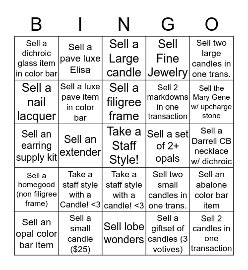 Candle Bingo (Friday 3/30 - Wed. 4/4) Bingo Card
