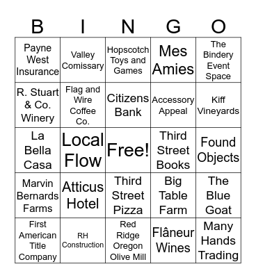 McMinnville Bingo Card