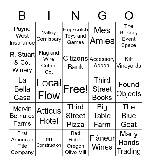 McMinnville Bingo Card