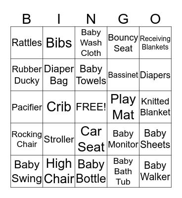 Jo's Baby Shower Bingo Card