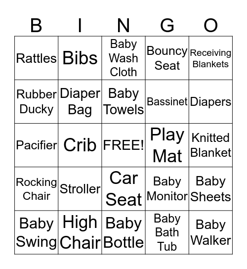 Jo's Baby Shower Bingo Card