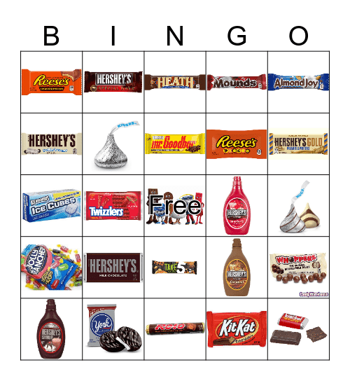 Hershey Chocolate Bingo Card