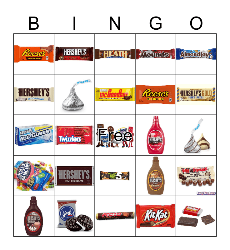 Hershey Chocolate Bingo Card