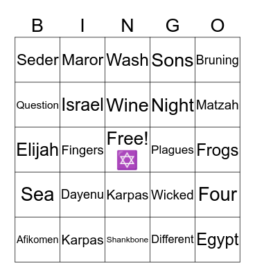 PASSOVER BINGO Card