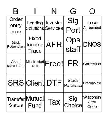 Trading Bingo Card