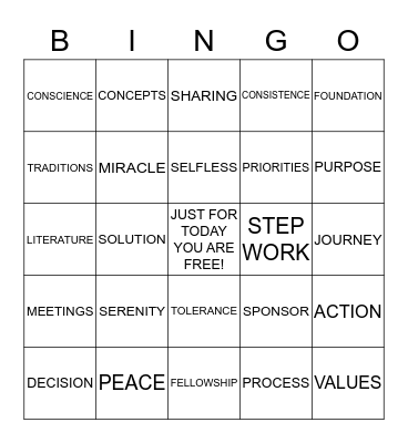 HOW WE DO IT IN RECOVERY! Bingo Card