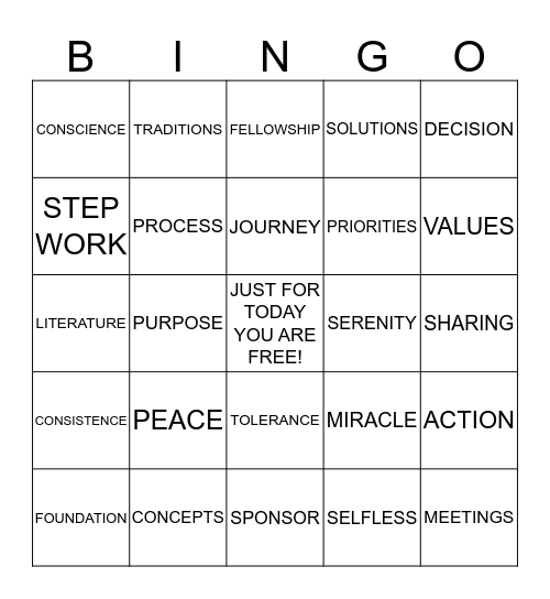 REAL DEAL 3 YEARS OF RECOVERY! Bingo Card