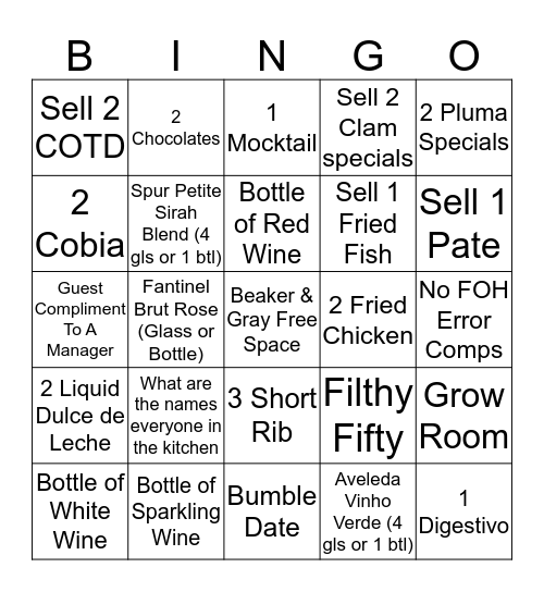 Beaker & Gray  Bingo Card