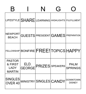 SINGLE BINGO Card