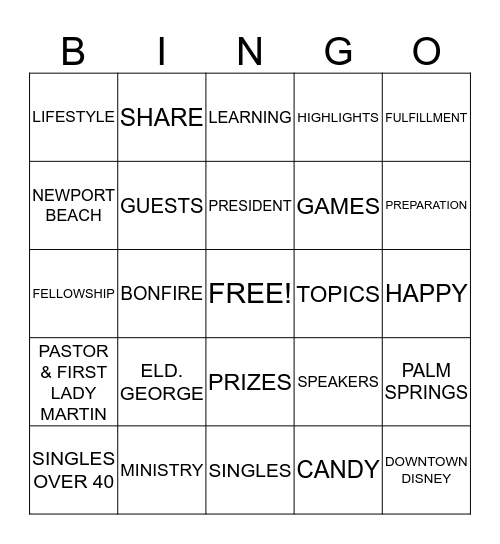 SINGLE BINGO Card