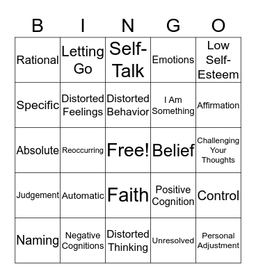 SELF-TALK Bingo Card